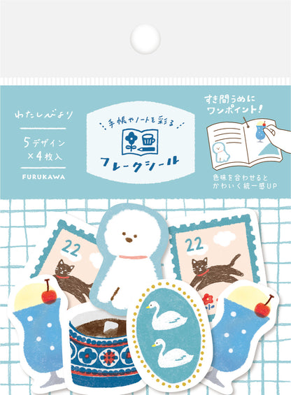 FURUKAWA SHIKO Washi Flake Stickers - Blue (Watashi Biyori)
